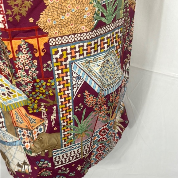 Salvatore Ferragamo Limited Edition Burgundy Multicolor Silk Top Size S - Picture 6 of 10